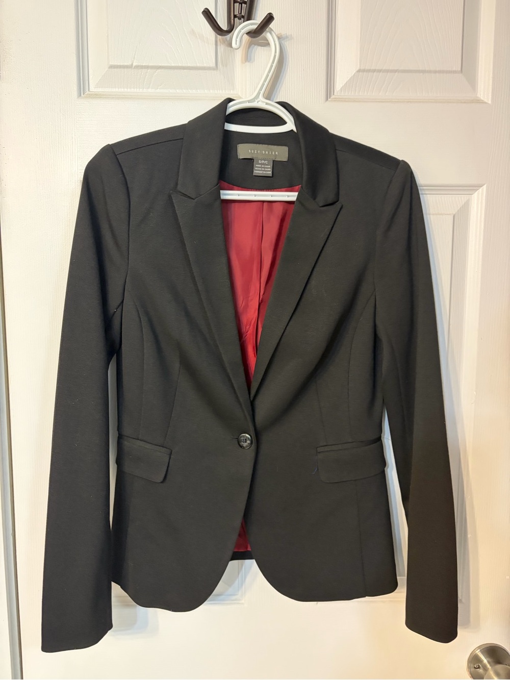 Suzy Shier Black Blazer with Red Lining